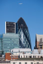 Aircraft flies over the City of London