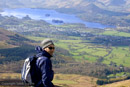 Walker looks down at Keswick and Derwent water